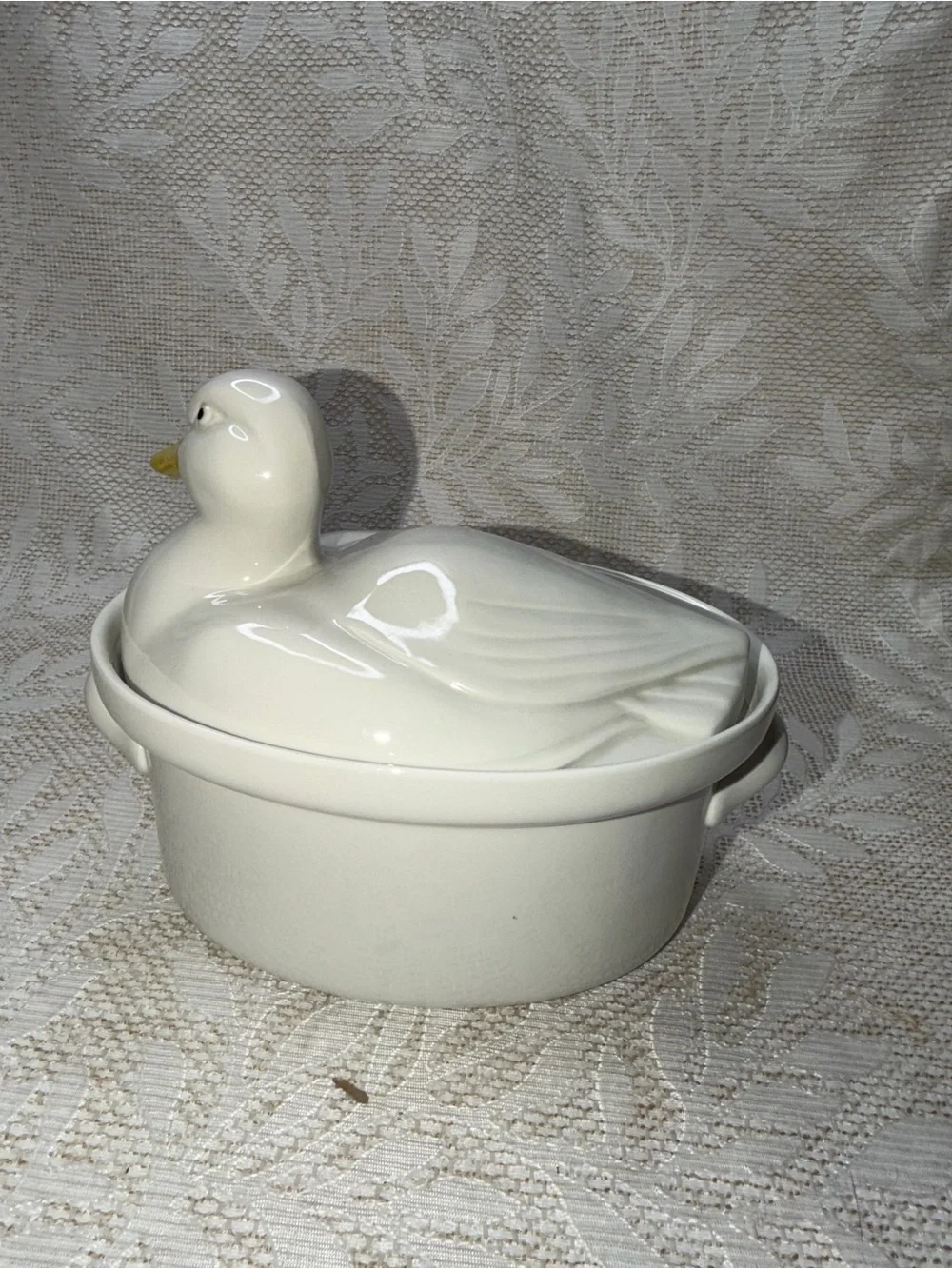 Vintage White Hall Carbone Duck Covered Casserole Dish Tureen Farmhouse Country